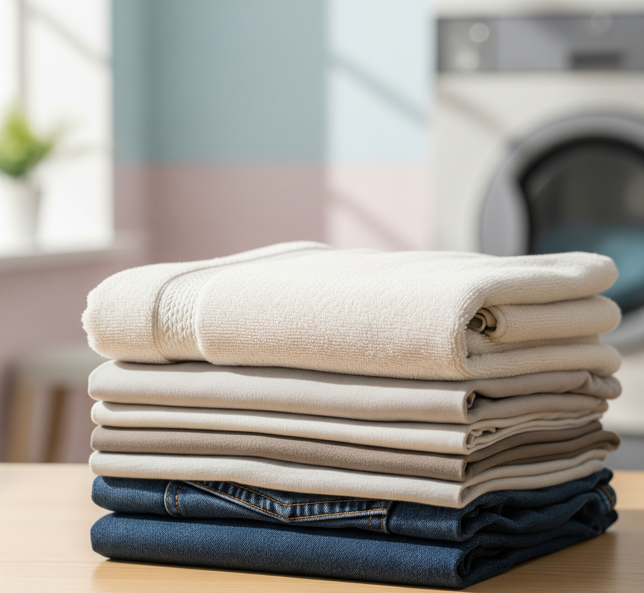 Stack Brown Folded Laundry